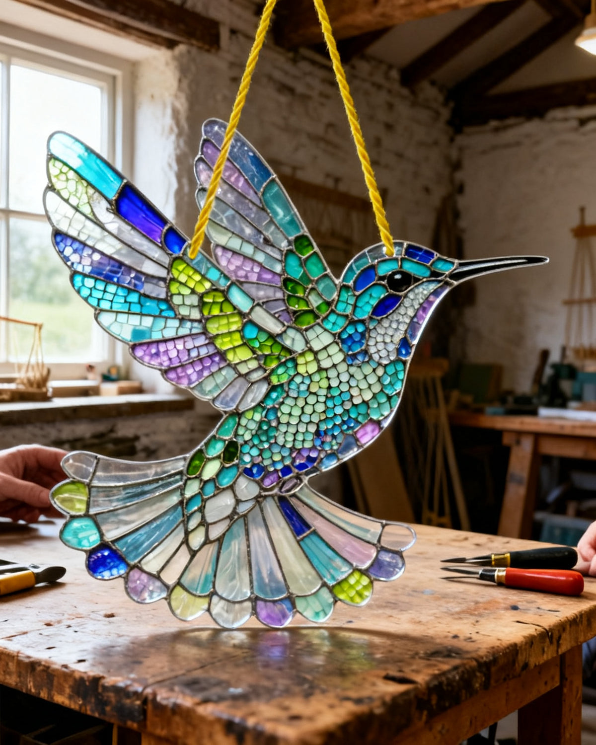 Mosaic Hummingbird — Stanley's sandblasted cameo design with hundreds of tiny scale panels