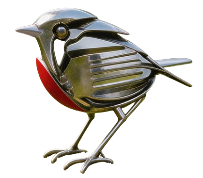 Ribili™ HopeWings — handcrafted metal robin welded from cutlery with iconic red breast