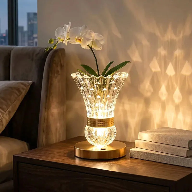 Vueeze Glow & Petals Lamp — crystal petal ambient table lamp with warm glow