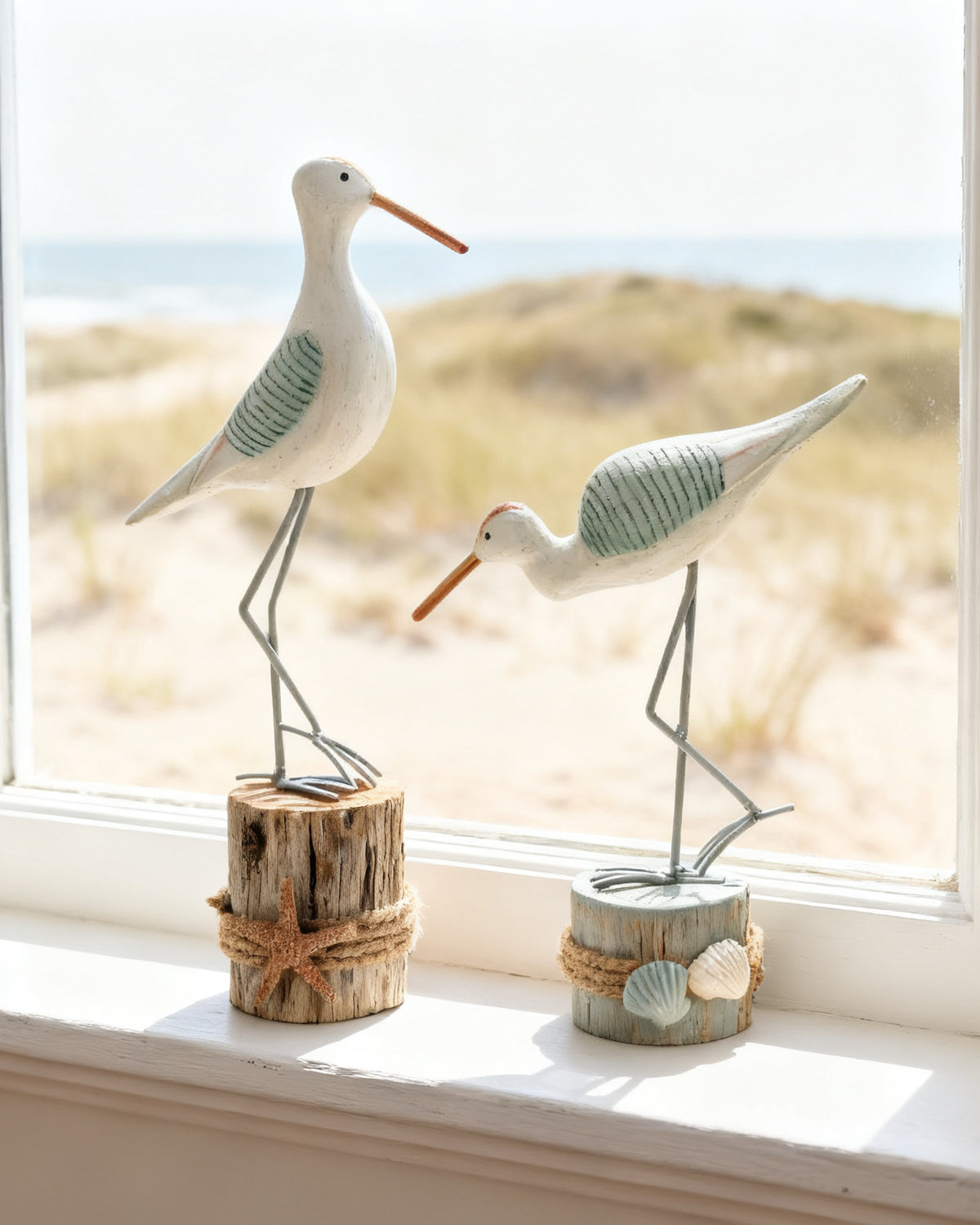 Hand-Carved Driftwood Seabirds