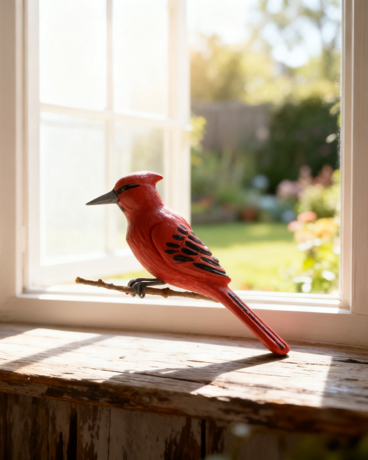 Hand-Painted Wooden Cardinal