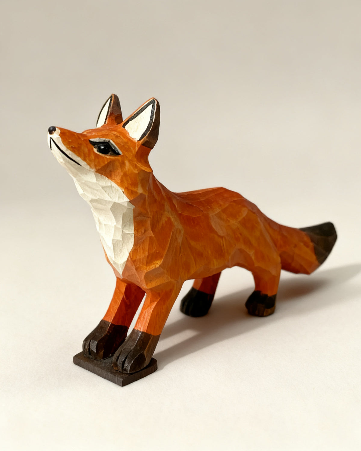 Hand-Carved Wooden Fox